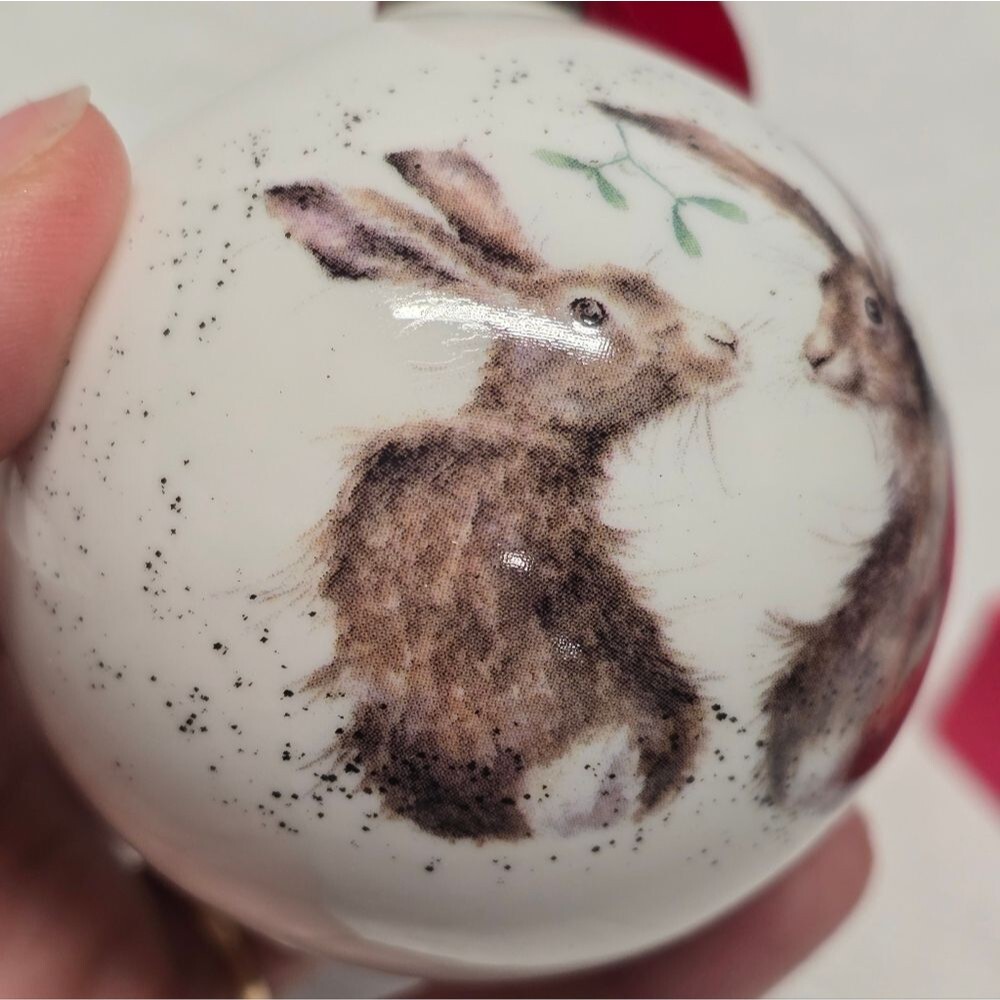 Royal Worcester Wrendale Designs Rabbit Bunny Ball Ornament NEW Christmas Easter - Picture 5 of 9